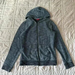 Union bay grunge blue gray zip up hoodie sweatshirt long sleeve youth medium